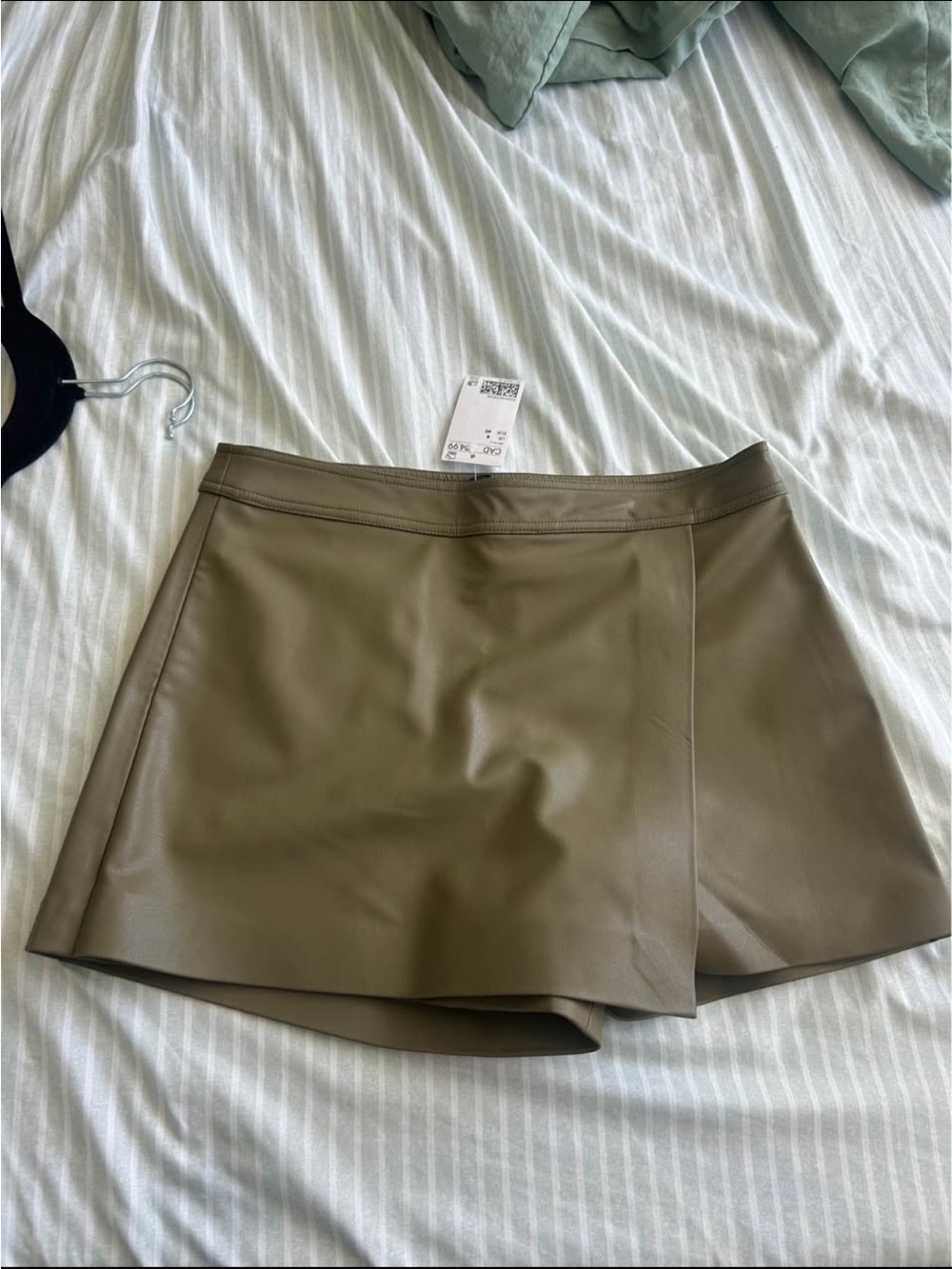 H&M Olive Faux Leather Skort